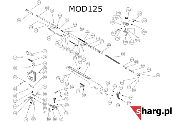 Sprężyna prowadnicy dźwigni do wiatrówki Hatsan MOD 125, MOD 135, Dominator 200, Proxima, Striker (553)