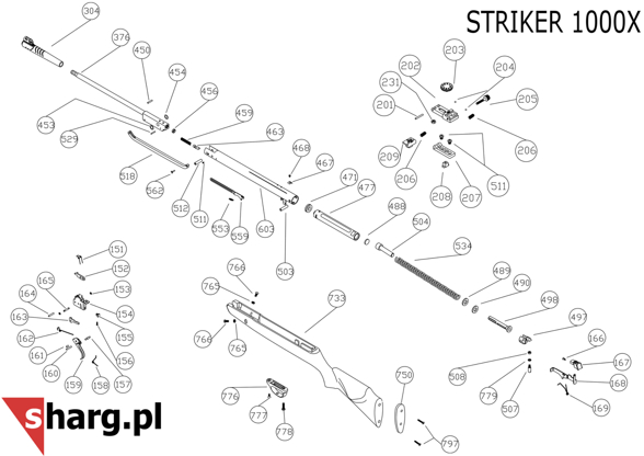 Śruba mocująca kostkę lufy do Hatsan MOD 25-99, Striker (512)