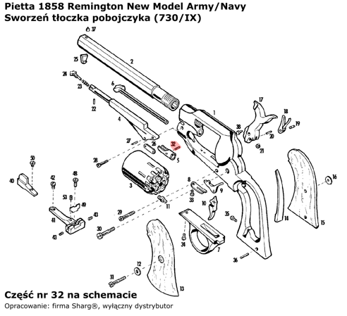 Sworzeń tłoczka pobojczyka Pietta 1858 Remington Model Army Stainless (730/IX)